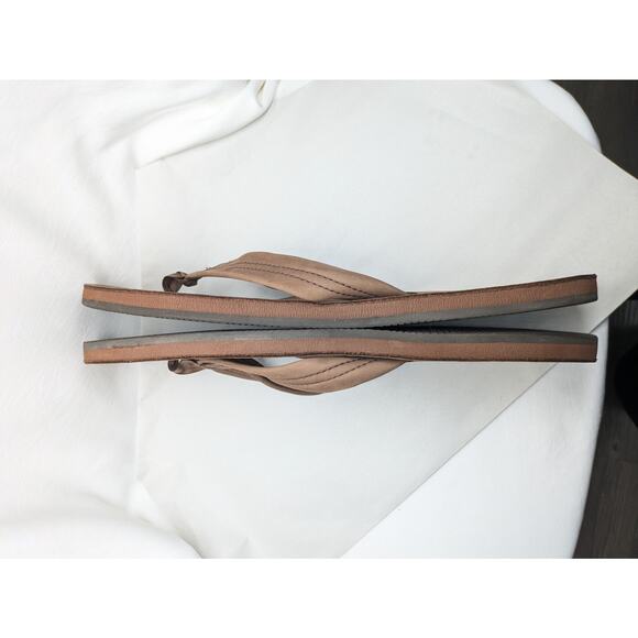 Rainbow Flip Flops Thong Sandals Mens XXL Brown Leather Surfer Beachy Resort - Picture 8 of 8